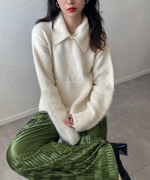 衿取り外しポロニット（ニット/セーター）｜deux amour