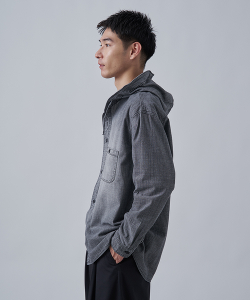 B.C STOCK（ベーセーストック）の「シャンブレー フードシャツ（シャツ/ブラウス・メンズ・ネイビー/ブラック・MEDIUM/LARGE）」の5枚目の写真