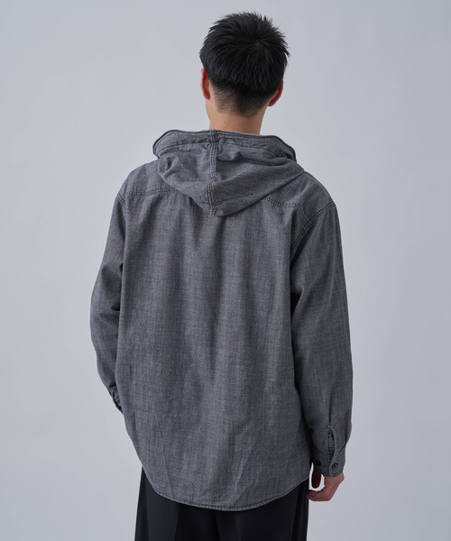 B.C STOCK（ベーセーストック）の「シャンブレー フードシャツ（シャツ/ブラウス・メンズ・ネイビー/ブラック・MEDIUM/LARGE）」の6枚目の写真