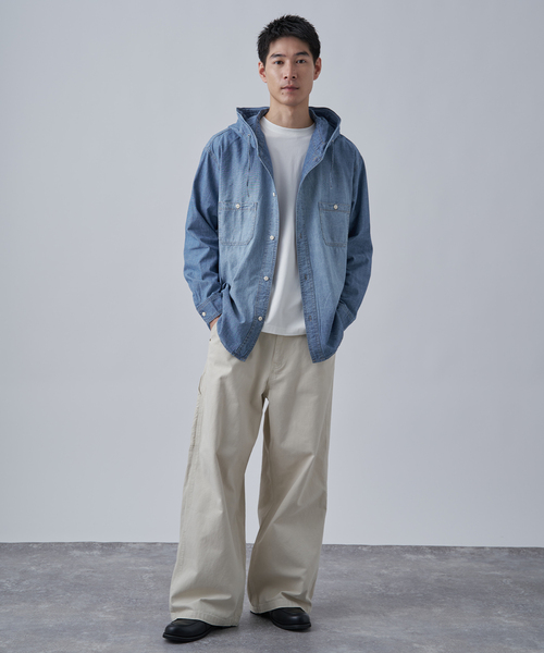 B.C STOCK（ベーセーストック）の「シャンブレー フードシャツ（シャツ/ブラウス・メンズ・ネイビー/ブラック・MEDIUM/LARGE）」の7枚目の写真