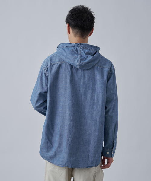 B.C STOCK（ベーセーストック）の「シャンブレー フードシャツ（シャツ/ブラウス・メンズ・ネイビー/ブラック・MEDIUM/LARGE）」の10枚目の写真