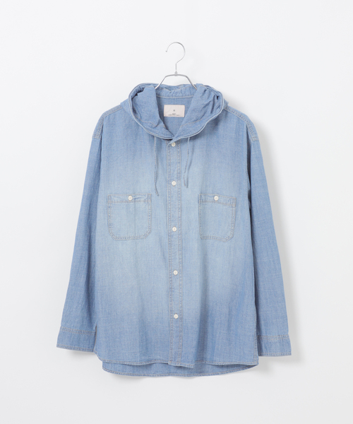 B.C STOCK（ベーセーストック）の「シャンブレー フードシャツ（シャツ/ブラウス・メンズ・ネイビー/ブラック・MEDIUM/LARGE）」の11枚目の写真