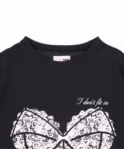 ANAP(アナップ)の「レース ビスチェ プリント 7分袖 オーバーサイズ ロンT(Tシャツ/カットソー・レディース・オフホワイト/ダークアッシュ・F)」の14枚目の写真