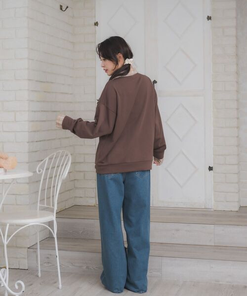 ems excite（エムズエキサイト）の「シャツレイヤード風トレーナー（Tシャツ/カットソー・レディース・ブラウン/ホワイト系その他/ダークブルー・FREE）」の22枚目の写真