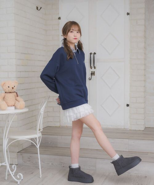 ems excite（エムズエキサイト）の「シャツレイヤード風トレーナー（Tシャツ/カットソー・レディース・ブラウン/ホワイト系その他/ダークブルー・FREE）」の15枚目の写真