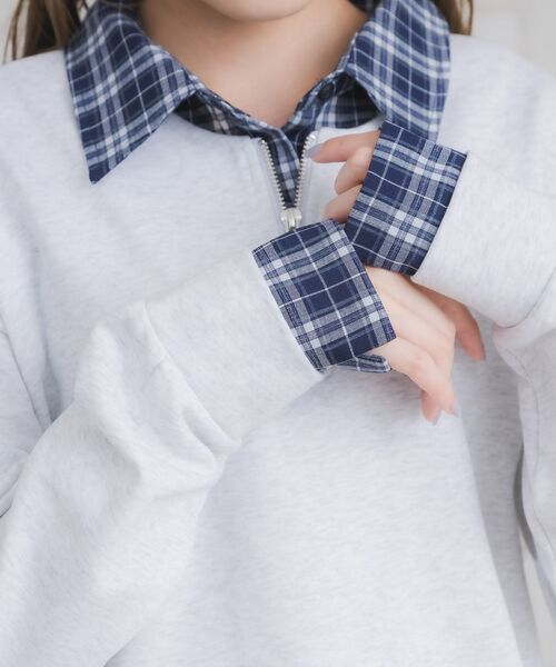 ems excite（エムズエキサイト）の「シャツレイヤード風トレーナー（Tシャツ/カットソー・レディース・ブラウン/ホワイト系その他/ダークブルー・FREE）」の6枚目の写真