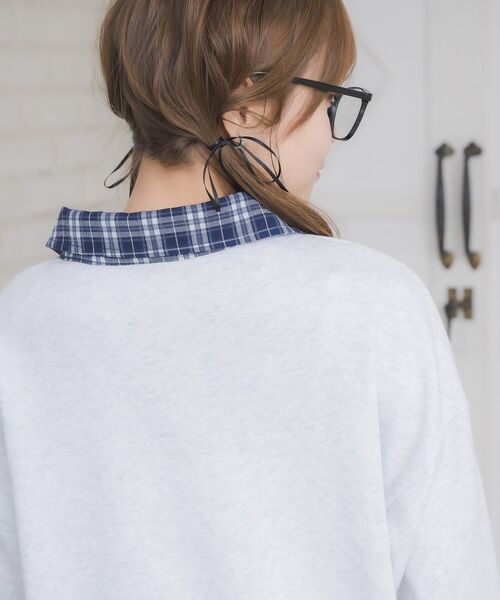ems excite（エムズエキサイト）の「シャツレイヤード風トレーナー（Tシャツ/カットソー・レディース・ブラウン/ホワイト系その他/ダークブルー・FREE）」の4枚目の写真