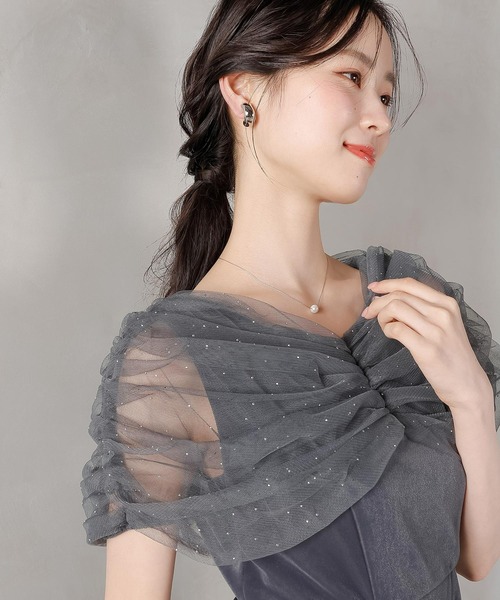 Kana（カナ）の「チュール ビジュー ドット ドッキング ベロア マーメイド ワンピース ドレス パーティー 結婚式 お呼ばれ オケージョン（ドレス・レディース・ブラック/チャコールグレー・M）」の19枚目の写真