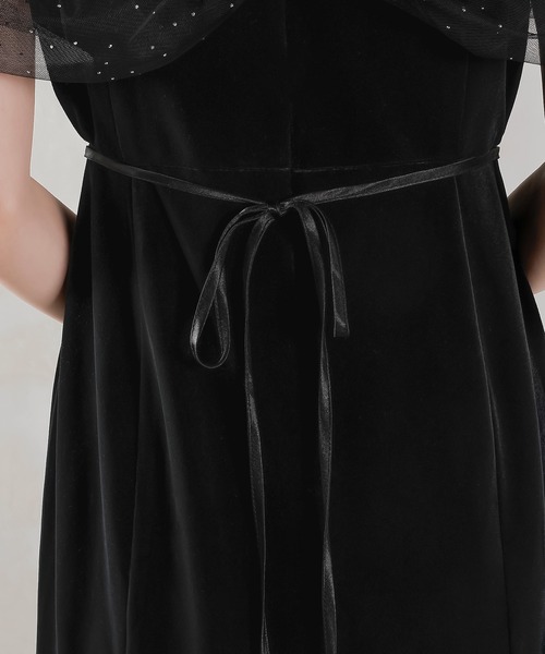 チュール ビジュー ドット ドッキング ベロア マーメイド ワンピース