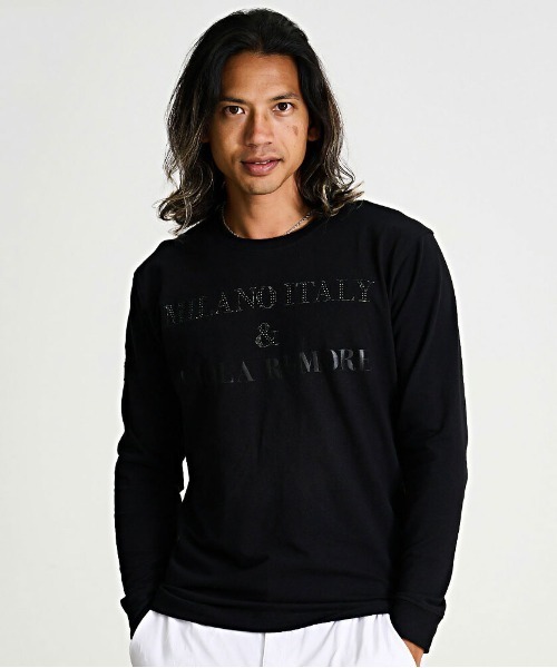 VIOLA(ヴィオラ)の「『VIOLA rumore/ヴィオラ ルモーレ』ロゴプリント入りクルーネック長袖カットソー(Tシャツ/カットソー・メンズ・ブラック/ホワイト/ホワイト×シルバー・M/XL/L)」の3枚目の写真