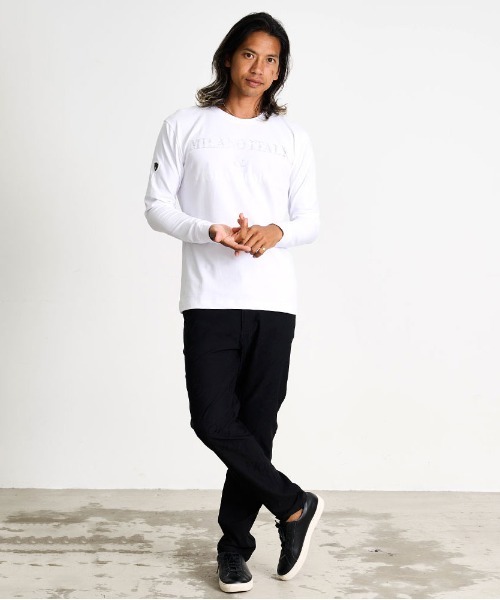 VIOLA(ヴィオラ)の「『VIOLA rumore/ヴィオラ ルモーレ』ロゴプリント入りクルーネック長袖カットソー(Tシャツ/カットソー・メンズ・ブラック/ホワイト/ホワイト×シルバー・M/XL/L)」の4枚目の写真