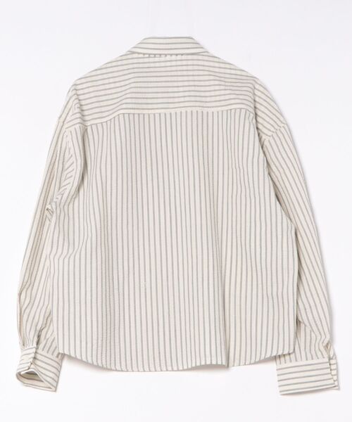 a.p.o.v.(エーピーオービー)の「a.p.o.v. クロップド丈シアサッカーストライプシャツ(シャツ/ブラウス・メンズ・ブラウン/アイボリー/ライトブルー・ONESIZE)」の4枚目の写真