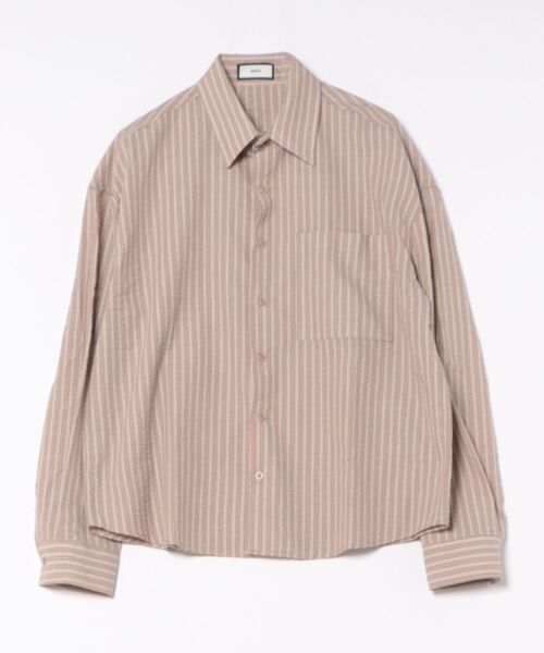 a.p.o.v.(エーピーオービー)の「a.p.o.v. クロップド丈シアサッカーストライプシャツ(シャツ/ブラウス・メンズ・ブラウン/アイボリー/ライトブルー・ONESIZE)」の10枚目の写真