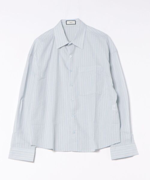 a.p.o.v.(エーピーオービー)の「a.p.o.v. クロップド丈シアサッカーストライプシャツ(シャツ/ブラウス・メンズ・ブラウン/アイボリー/ライトブルー・ONESIZE)」の6枚目の写真