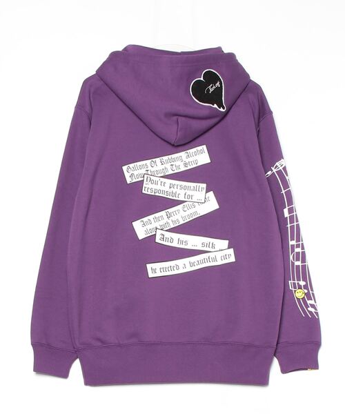 STUD MUFFIN（スタッドマフィン）の「STUD MUFFIN/スタッドマフィン/リリックリボン&MUSICプリント ハートサガラパッチワーク プルオーバー（パーカー・メンズ・ブラック/パープル・3/2/4）」の17枚目の写真