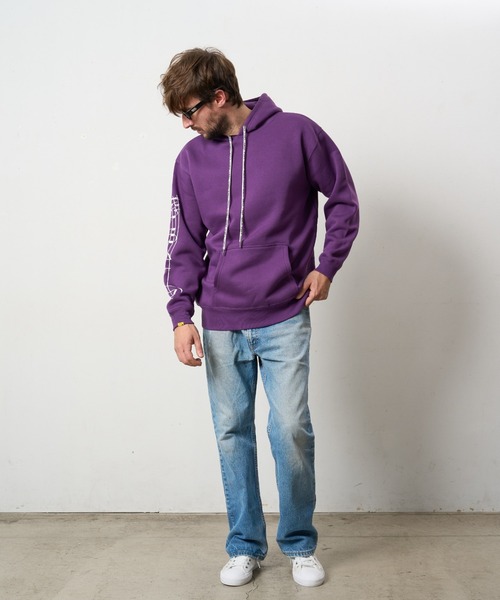 STUD MUFFIN（スタッドマフィン）の「STUD MUFFIN/スタッドマフィン/リリックリボン&MUSICプリント ハートサガラパッチワーク プルオーバー（パーカー・メンズ・ブラック/パープル・3/2/4）」の9枚目の写真