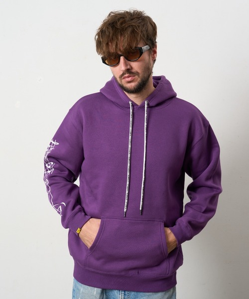 STUD MUFFIN（スタッドマフィン）の「STUD MUFFIN/スタッドマフィン/リリックリボン&MUSICプリント ハートサガラパッチワーク プルオーバー（パーカー・メンズ・ブラック/パープル・3/2/4）」の10枚目の写真