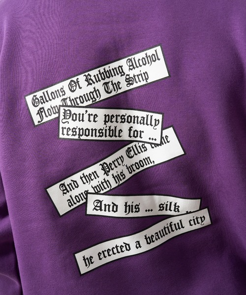 STUD MUFFIN（スタッドマフィン）の「STUD MUFFIN/スタッドマフィン/リリックリボン&MUSICプリント ハートサガラパッチワーク プルオーバー（パーカー・メンズ・ブラック/パープル・3/2/4）」の14枚目の写真