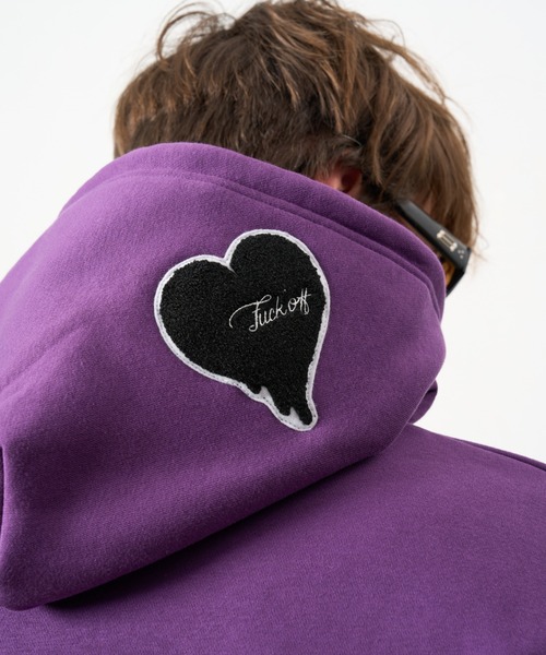 STUD MUFFIN（スタッドマフィン）の「STUD MUFFIN/スタッドマフィン/リリックリボン&MUSICプリント ハートサガラパッチワーク プルオーバー（パーカー・メンズ・ブラック/パープル・3/2/4）」の15枚目の写真