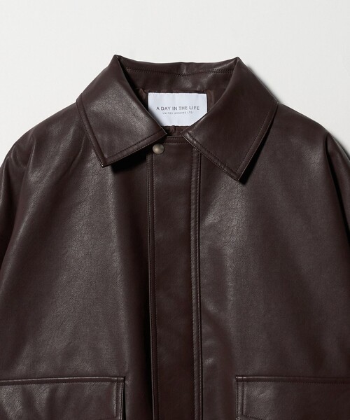 a day in the life 羊革 レザー ノーカラージャケット 38 Amazon