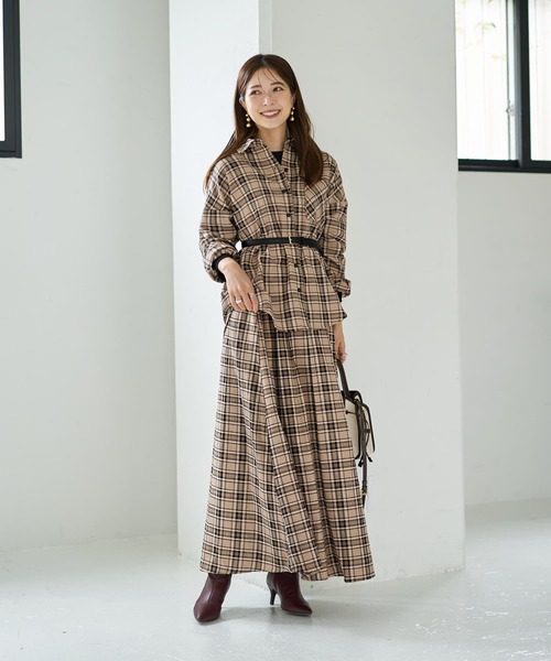 STYLE DELI（スタイルデリ）の「立体ステッチチェック柄スカート（スカート・レディース・ベージュ系/ブラック系・01/02）」の11枚目の写真