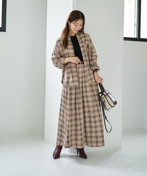 STYLE DELI（スタイルデリ）の「立体ステッチチェック柄スカート（スカート・レディース・ベージュ系/ブラック系・01/02）」の12枚目の写真