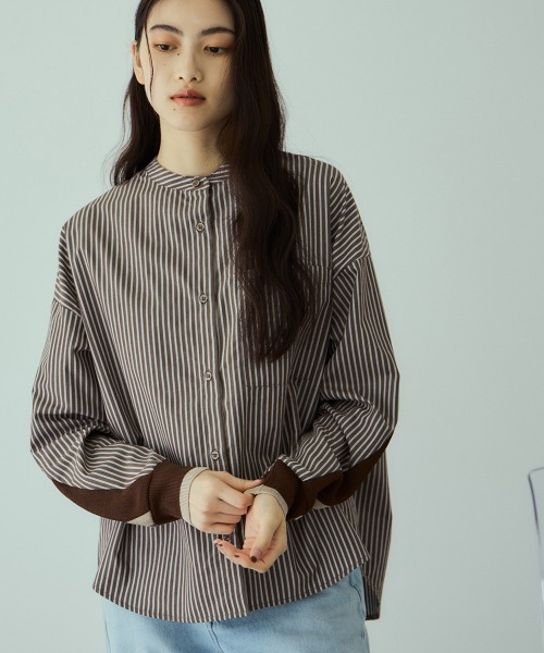 VICKY（ビッキー）の「バックヨークラインバンドカラーブラウス≪手洗い可能≫（シャツ/ブラウス・レディース・ホワイト系その他/ライトグレー/オフホワイト/ブラウン系その他・M）」の4枚目の写真