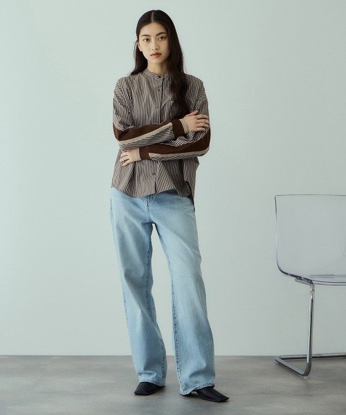 VICKY（ビッキー）の「バックヨークラインバンドカラーブラウス≪手洗い可能≫（シャツ/ブラウス・レディース・ホワイト系その他/ライトグレー/オフホワイト/ブラウン系その他・M）」の18枚目の写真