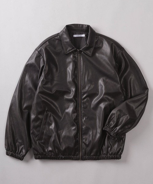 SlashDate(スラッシュデイト)の「【83】フェイクレザー ジップ ブルゾン(ブルゾン・メンズ・チャコールグレー/ブラック/ブラウン・M/L/XL)」の2枚目の写真