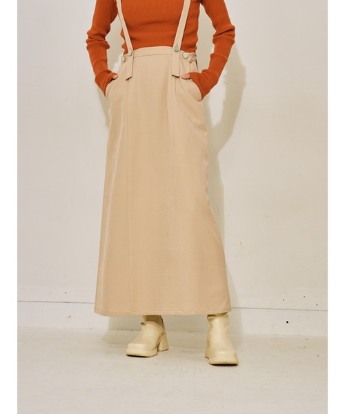 TEVALT（ヴァレット）の「サスペンダー付ソフトAラインスカート（スカート・レディース・ライトベージュ/ブラック/グレー・38）」の3枚目の写真