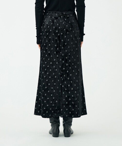 ベロアエンブロイダリー ナロースカート（スカート）｜SOULEIADO