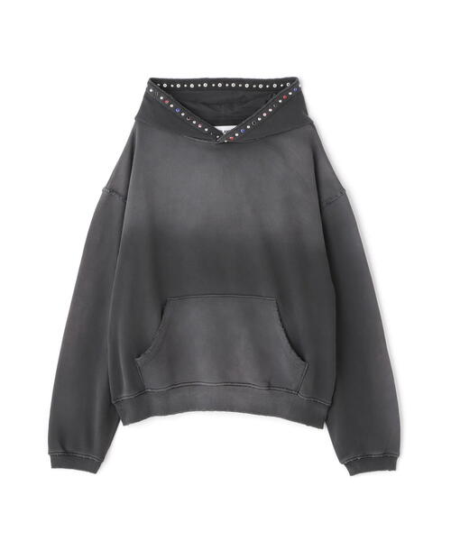 WHITELAND（ホワイトランド）の「WHITELAND/ホワイトランド/STUDS DAMAGE HOODIE（パーカー・レディース・チャコールグレー・F）」の3枚目の写真