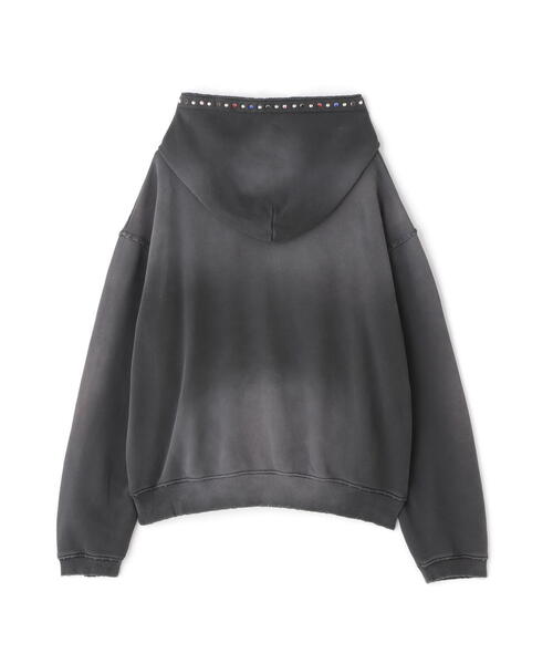 WHITELAND（ホワイトランド）の「WHITELAND/ホワイトランド/STUDS DAMAGE HOODIE（パーカー・レディース・チャコールグレー・F）」の2枚目の写真