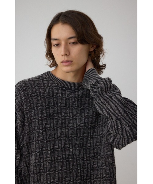 AZUL by moussy(アズールバイマウジー)の「ヴィンテージライクジャガードニット(ニット/セーター・メンズ・グレー/ライトブラック/ブラウン・MEDIUM/LARGE)」の5枚目の写真