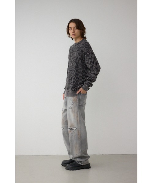 AZUL by moussy(アズールバイマウジー)の「ヴィンテージライクジャガードニット(ニット/セーター・メンズ・グレー/ライトブラック/ブラウン・MEDIUM/LARGE)」の6枚目の写真