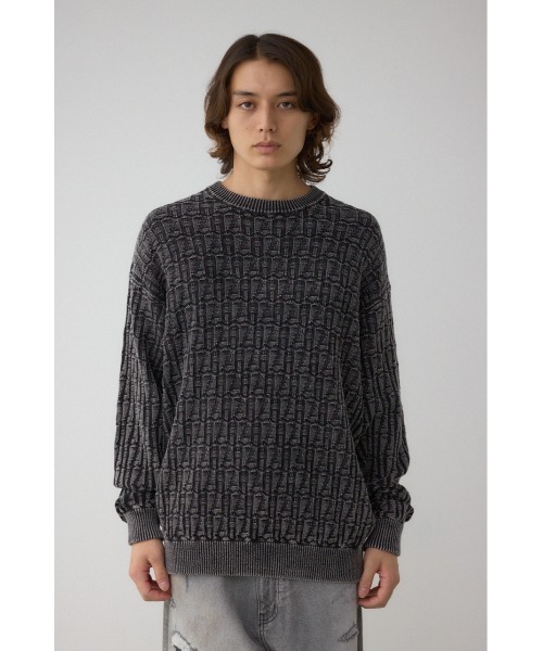AZUL by moussy(アズールバイマウジー)の「ヴィンテージライクジャガードニット(ニット/セーター・メンズ・グレー/ライトブラック/ブラウン・MEDIUM/LARGE)」の7枚目の写真