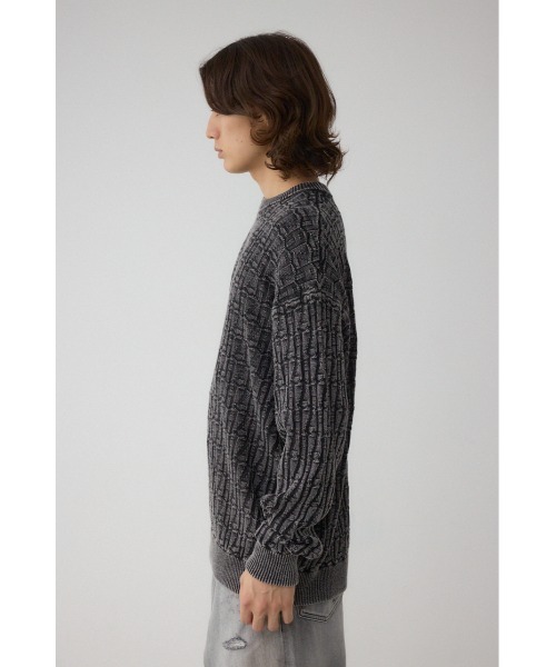 AZUL by moussy(アズールバイマウジー)の「ヴィンテージライクジャガードニット(ニット/セーター・メンズ・グレー/ライトブラック/ブラウン・MEDIUM/LARGE)」の8枚目の写真
