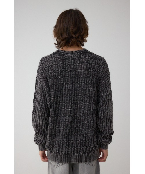 AZUL by moussy(アズールバイマウジー)の「ヴィンテージライクジャガードニット(ニット/セーター・メンズ・グレー/ライトブラック/ブラウン・MEDIUM/LARGE)」の9枚目の写真