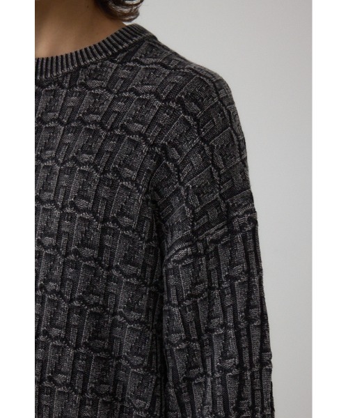 AZUL by moussy(アズールバイマウジー)の「ヴィンテージライクジャガードニット(ニット/セーター・メンズ・グレー/ライトブラック/ブラウン・MEDIUM/LARGE)」の11枚目の写真