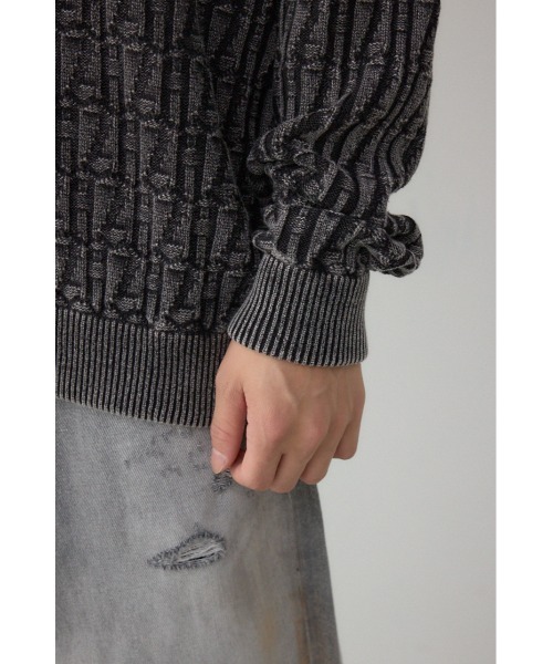 AZUL by moussy(アズールバイマウジー)の「ヴィンテージライクジャガードニット(ニット/セーター・メンズ・グレー/ライトブラック/ブラウン・MEDIUM/LARGE)」の12枚目の写真