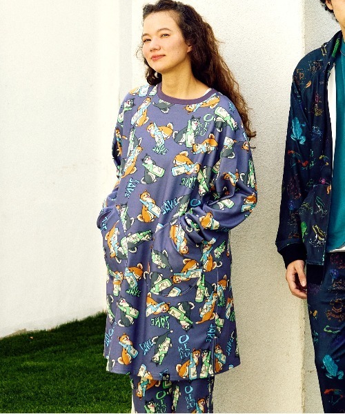 go slow caravan（ゴースローキャラバン）の「寝るまで気持ちいい総柄スムースワンピース（ワンピース・レディース・ブルー系その他/ダークパープル・FREE）」の18枚目の写真