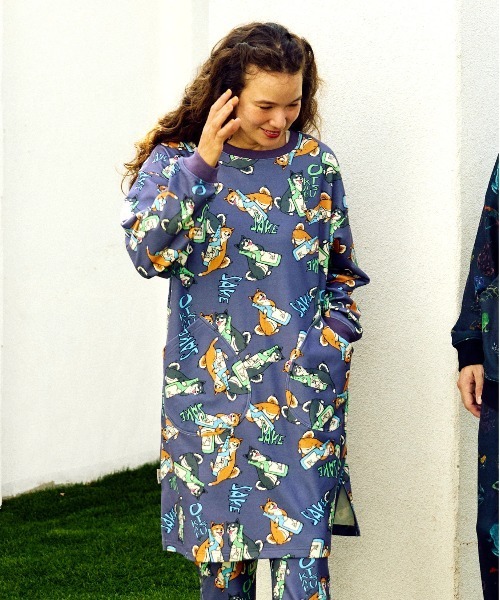 go slow caravan（ゴースローキャラバン）の「寝るまで気持ちいい総柄スムースワンピース（ワンピース・レディース・ブルー系その他/ダークパープル・FREE）」の19枚目の写真
