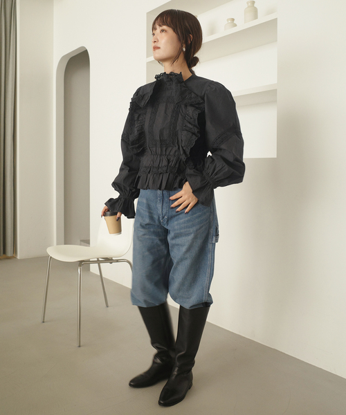 crinkle crinkle crinkle（クリンクルクリンクルクリンクル）の「crinkle crinkle crinkle pillow case blouse CC-4027（シャツ/ブラウス・レディース・ホワイト/ブラック・FREE）」の4枚目の写真