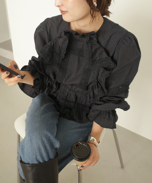 crinkle crinkle crinkle（クリンクルクリンクルクリンクル）の「crinkle crinkle crinkle pillow case blouse CC-4027（シャツ/ブラウス・レディース・ホワイト/ブラック・FREE）」の14枚目の写真