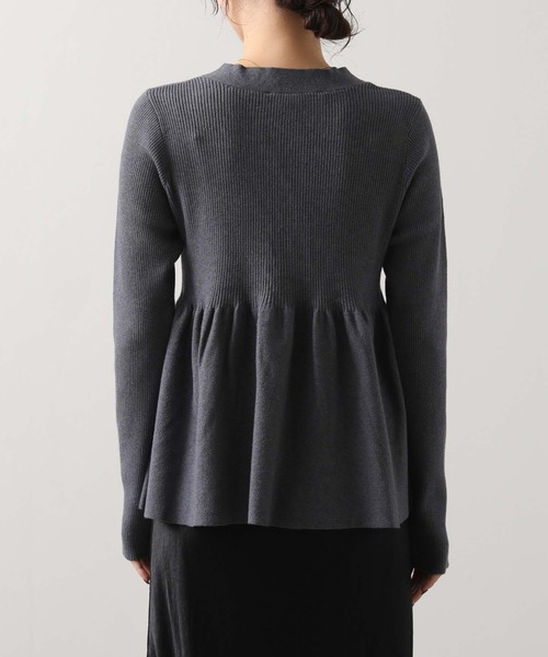 セール】リブペプラムフレアVネックカーディガン（カーディガン