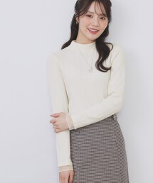 index | ランダムリブハイネックトップス【洗濯機OK/吸湿発熱】(Tシャツ/カットソー)