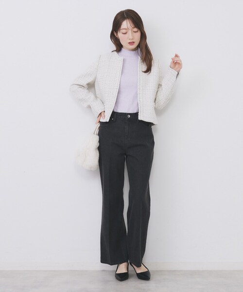 index（インデックス）の「ランダムリブハイネックトップス【洗濯機OK/吸湿発熱】（Tシャツ/カットソー・レディース・オフホワイト/グレー/ワイン系2/ブラック/パープル系1・36/38/40/42）」の21枚目の写真