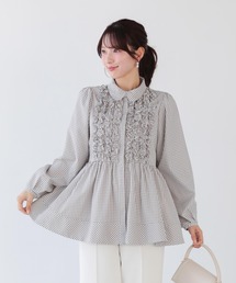 グレンチェックティアードブラウス（シャツ/ブラウス）｜Fit more