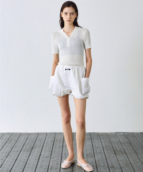 NICK&NICOLE(ニックアンドニコール)の「MINIMAL LABEL CARGO SHORT PANTS_IVORY(その他パンツ・レディース・その他・FREE)」の6枚目の写真