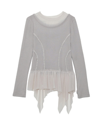 FLAREUP（フレアアップ）の「Layered Lace Frill Long Sleeve (FL-137_Gray)（Tシャツ/カットソー）」